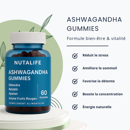 Ashwagandha Gummies – Sommeil & Clarté Mentale (60 Gummies)